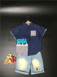 品牌童装库存夏款欧美运动休闲服套装低价处理