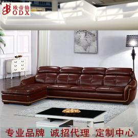 顺德沙发厂供应批发中式休闲真皮沙发 酒店真皮沙发