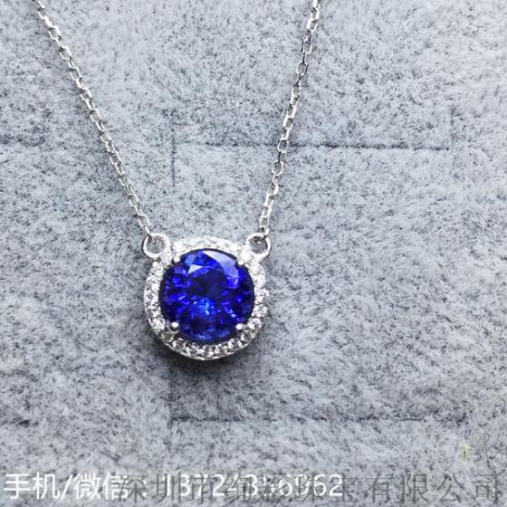 绚彩珠宝 圆形锁骨链 18K金伴钻镶嵌 主石1.08克拉 深圳宝石批发
