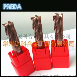 PREDA 整体硬质合金钨钢合金立铣刀 HRC55度 古铜色涂层圆鼻铣刀