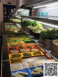小肥牛自助火锅明档阶梯式点菜柜，可配喷雾系统，不锈钢自助后补式展示柜