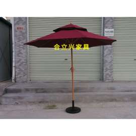 双顶手摇铁伞中柱太阳伞遮阳伞户外休闲大伞
