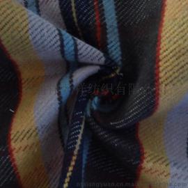 现货供应全棉斜纹提花条纹色织绒布 秋冬休闲大衣服装加厚面料批
