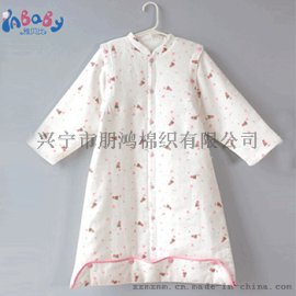雅贝比纯棉纱布可拆袖婴儿睡袋 纯棉纱布可拆长袖夹棉宝宝睡袋 新品防踢被