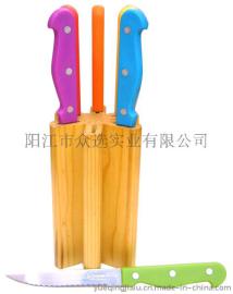 彩色手柄  KP0022  优质不锈钢 PP柄  牛扒套刀7件套带刀座  厨房用具