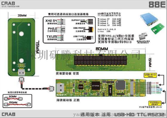 研腾身份证读卡器模组 二三代身份证读卡器模组