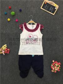 包头品牌童装库存夏季新款洋气一字肩纯棉T恤一件代发