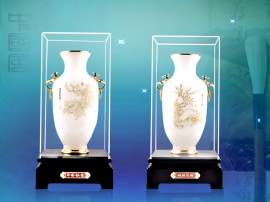精装大号将军瓶系列 琉璃玉精品花瓶工艺品摆件 商务会议礼品